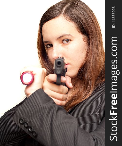 Special Operatives Agent with Pistol and Tactical Flashlight. Special Operatives Agent with Pistol and Tactical Flashlight