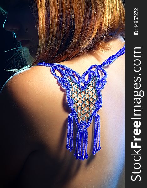 Beautiful Necklace From Dark Blue Beads