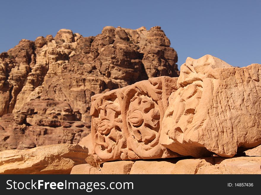Detail of roman ruin in Petra