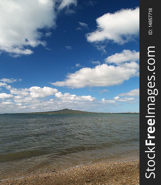 Rangitoto island view from Mission Bay, Auckland, New Zealand