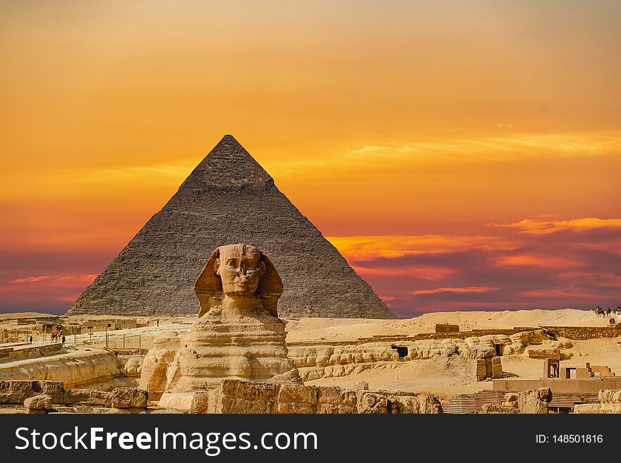 Culmination Of A Journey Through Egypt: The Giza Shpinx With Chephrenpyramide
