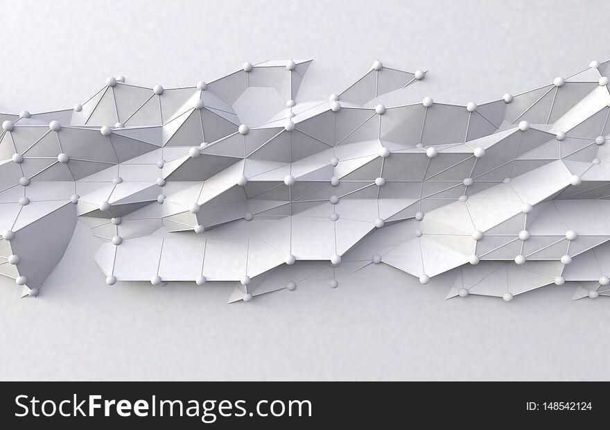 Abstract background of technology and science. Mesh or net with lines and geometric shapes detail.3d illustration. Abstract background of technology and science. Mesh or net with lines and geometric shapes detail.3d illustration