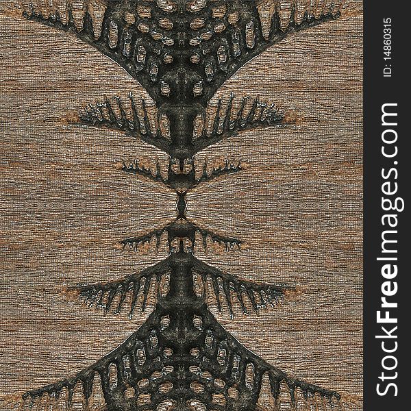 Mirror image of plants pattern wood carving stained in black ink. Mirror image of plants pattern wood carving stained in black ink.