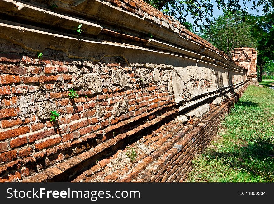 This ancient temple wall is in Ayutthaya, one of the most famous place to visit in Thailand