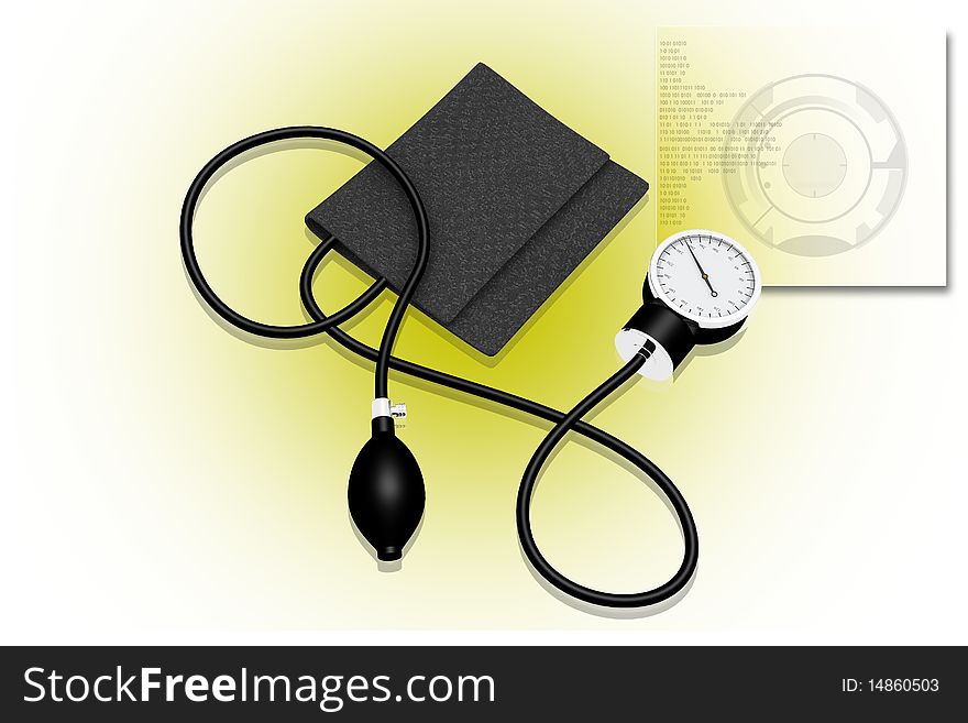 Black sphygmomanometer medical tool isolated on digital background