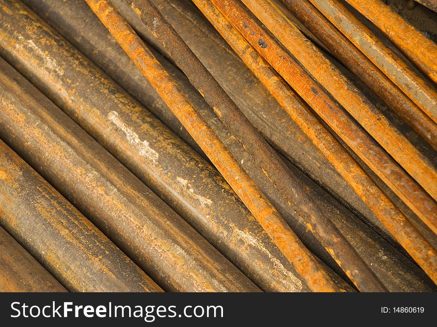 Rusty pipes of different diameter