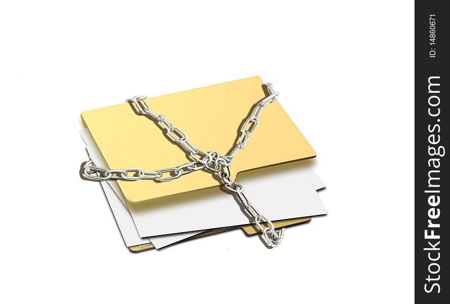 Image of a folder with chain. Image of a folder with chain