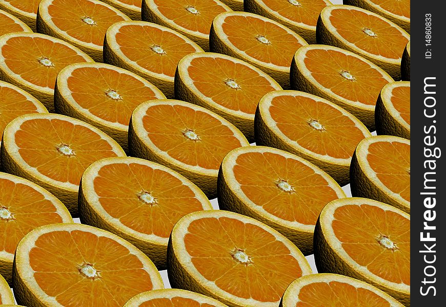 Many beautiful oranges cut out