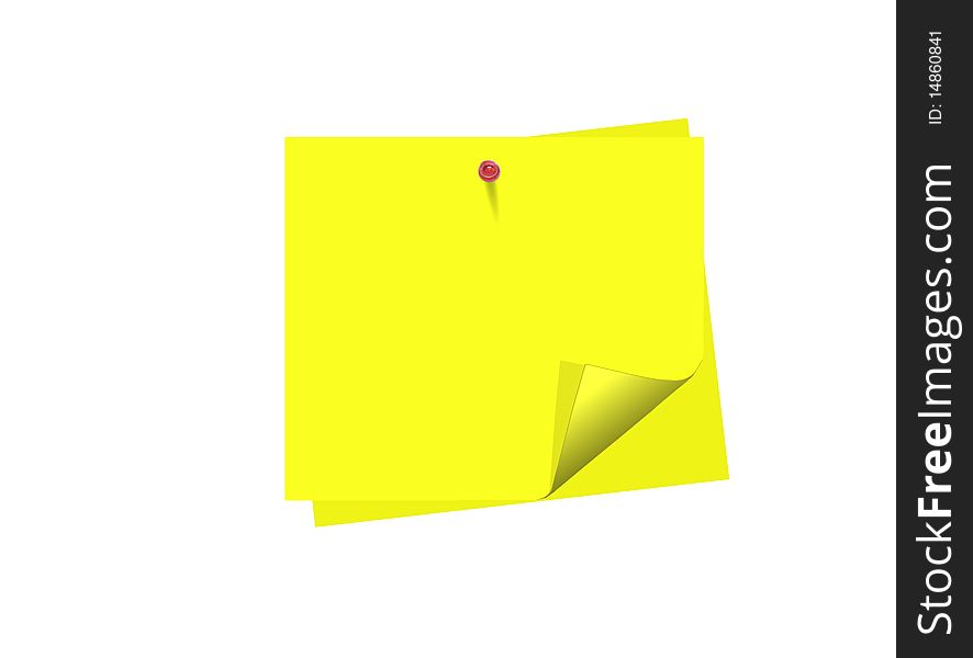 Image of yellow post it over white. Image of yellow post it over white