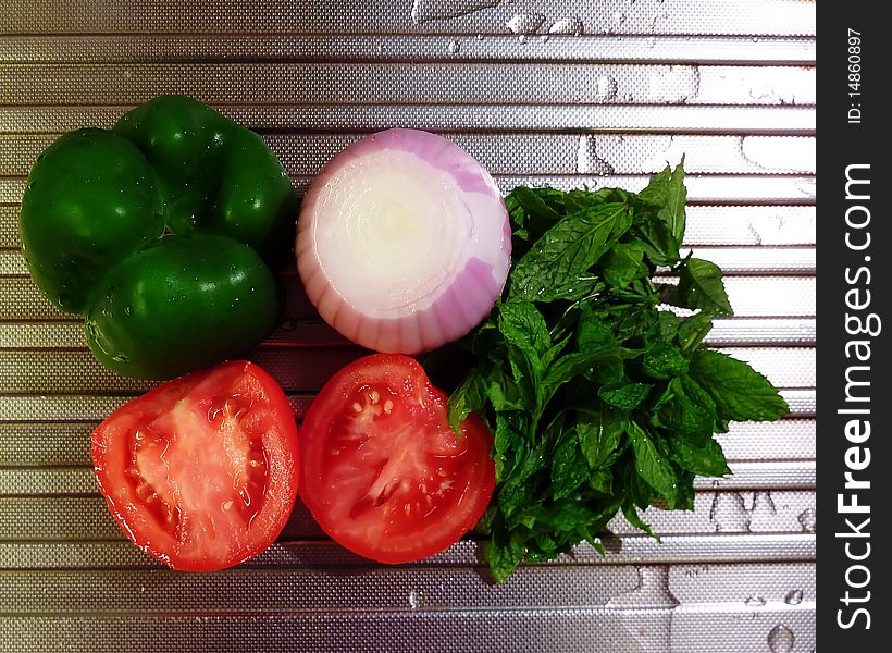 Sauce fresh cut ingredients closeup