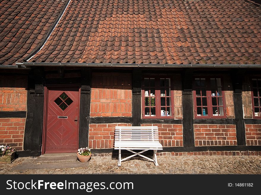 Part of old half timbered house in Ribe Town, Denmark. Part of old half timbered house in Ribe Town, Denmark.