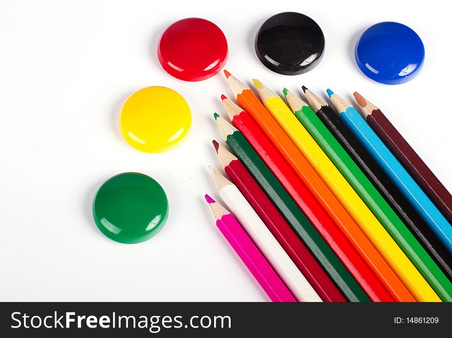 Colored pencils with round button
