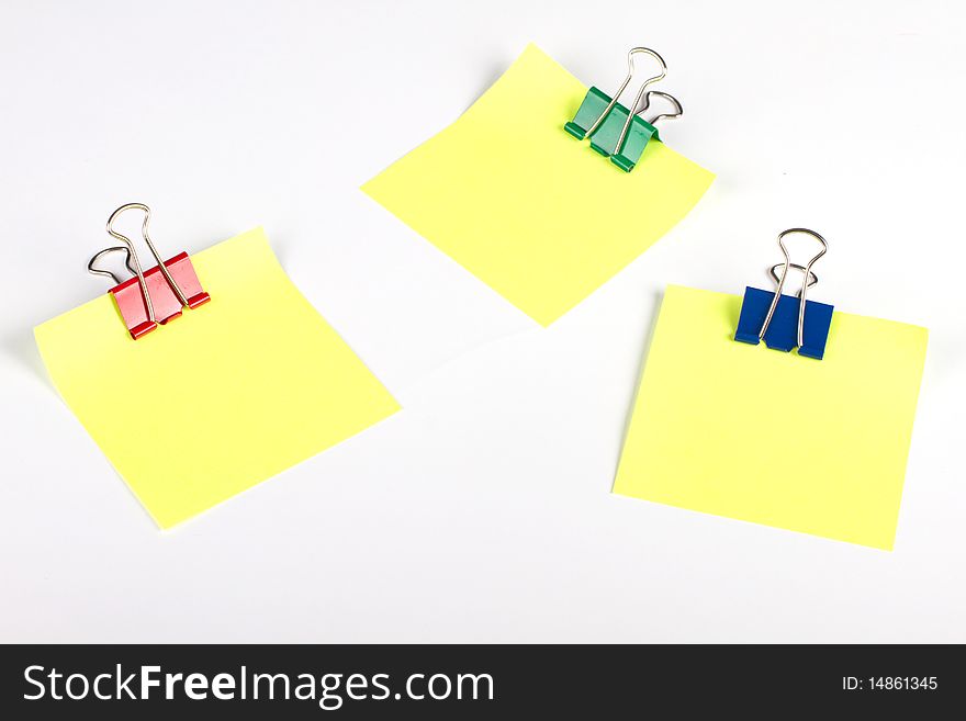 Blank memo cards with color metal clips