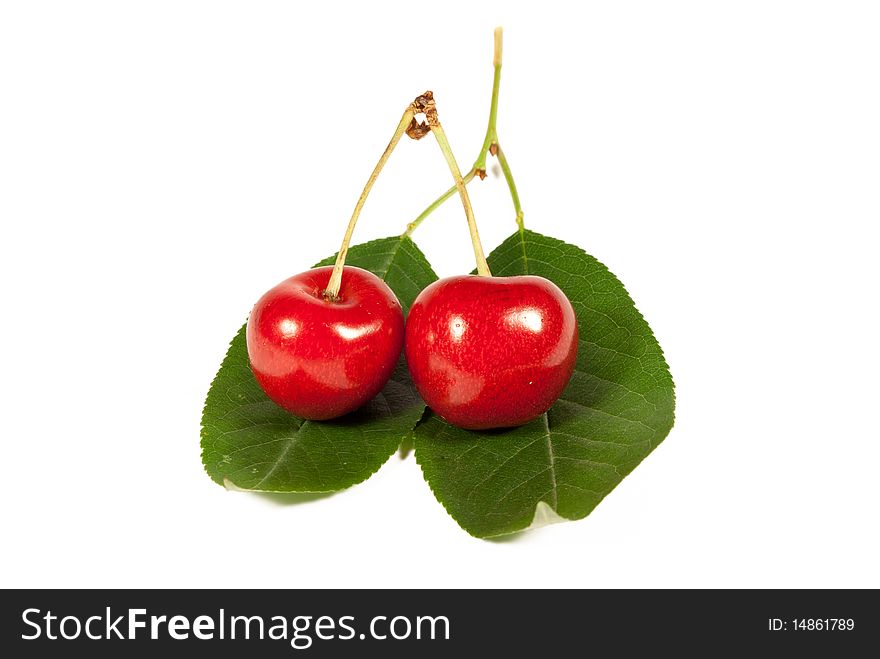 Sweet cherries isolated on a white