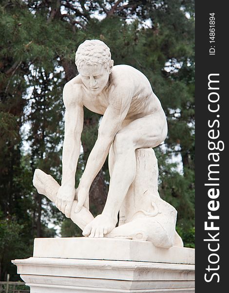 The Statue of Discobolus in vecinity of the Olympic Stadium in Athens, Greece.