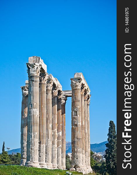 Details of Temple of Zeus in Athens, Greece