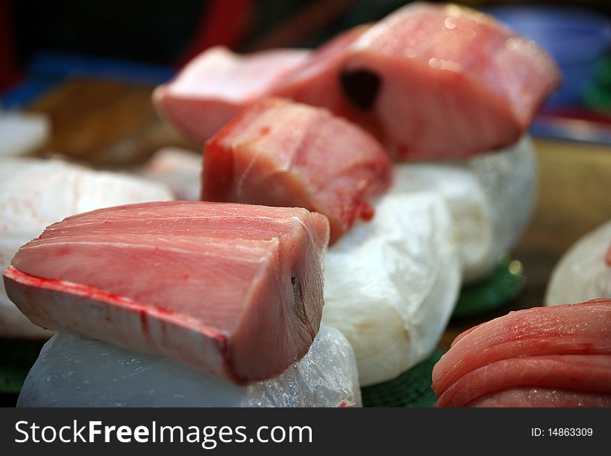 Tuna fish. Fish market in South Korea