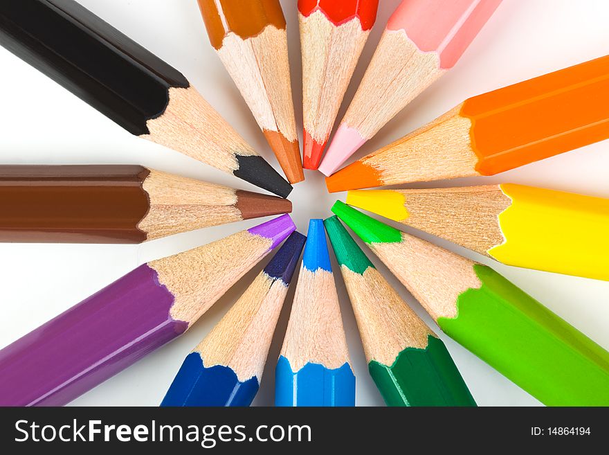 Macro of multicolored pencils - abstract art background