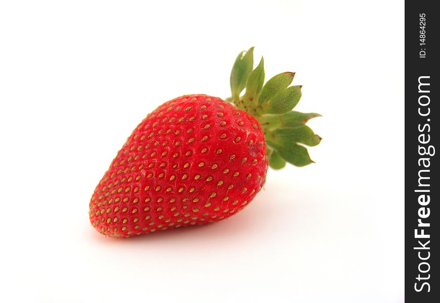 Single strawberry isolated over white background