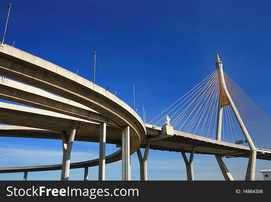 Mega Bridge over Chao Phra Ya river Thailand