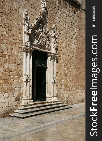 The entrance to a church in ancient Dubrovnik, Croatia. The entrance to a church in ancient Dubrovnik, Croatia.