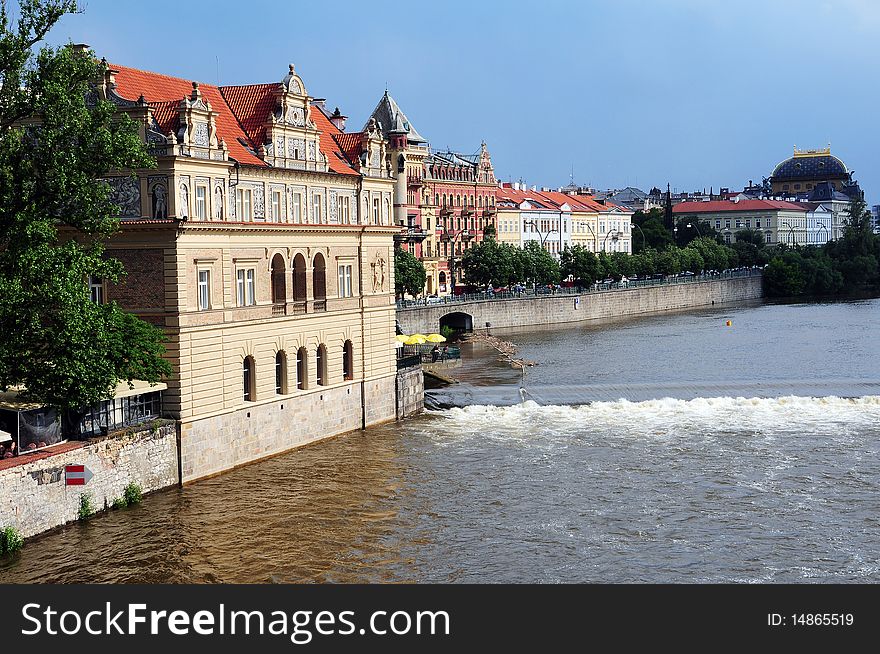 River bank  of the Vltava Prague