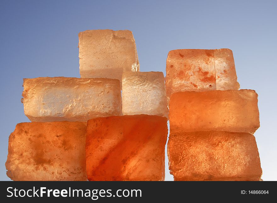 Natural salty stone - detail, on the sky background