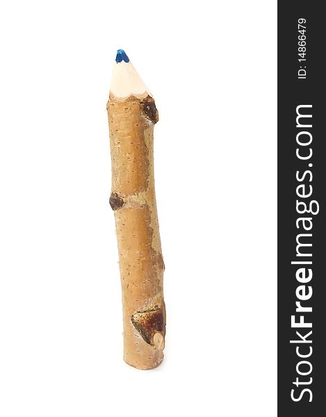 A wooden souvenir pencil isolated on a white background