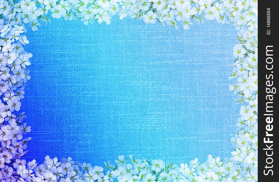 Floral Frame With Canvas Texture