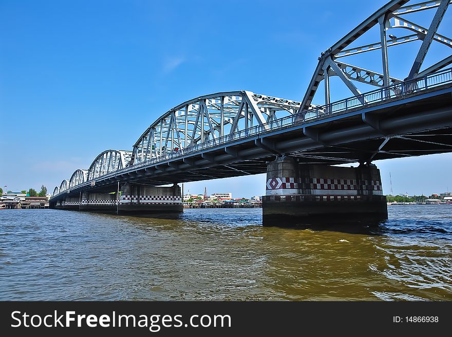 Krung Thon Bridge Across Chao Phraya river,Bangkok Thailand. Krung Thon Bridge Across Chao Phraya river,Bangkok Thailand
