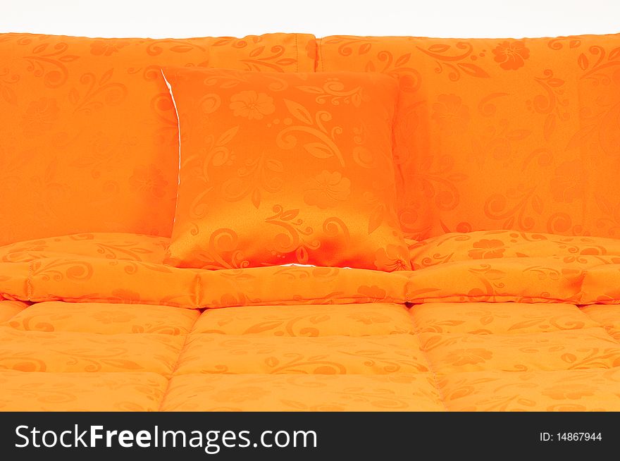 Orange bed spreads with soft pillows. Orange bed spreads with soft pillows.