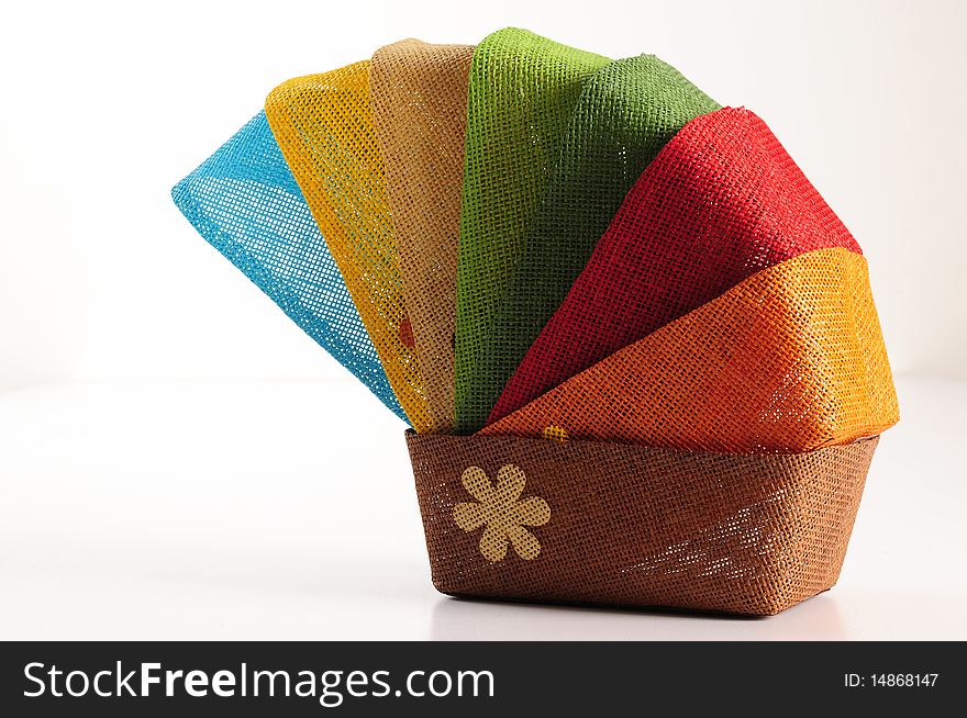 Handmade colorful straw basket for decoration. Handmade colorful straw basket for decoration.