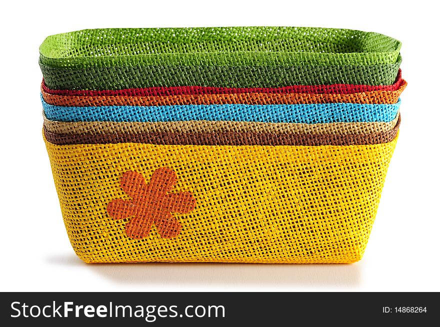 Handmade colorful straw basket for decoration. Handmade colorful straw basket for decoration.