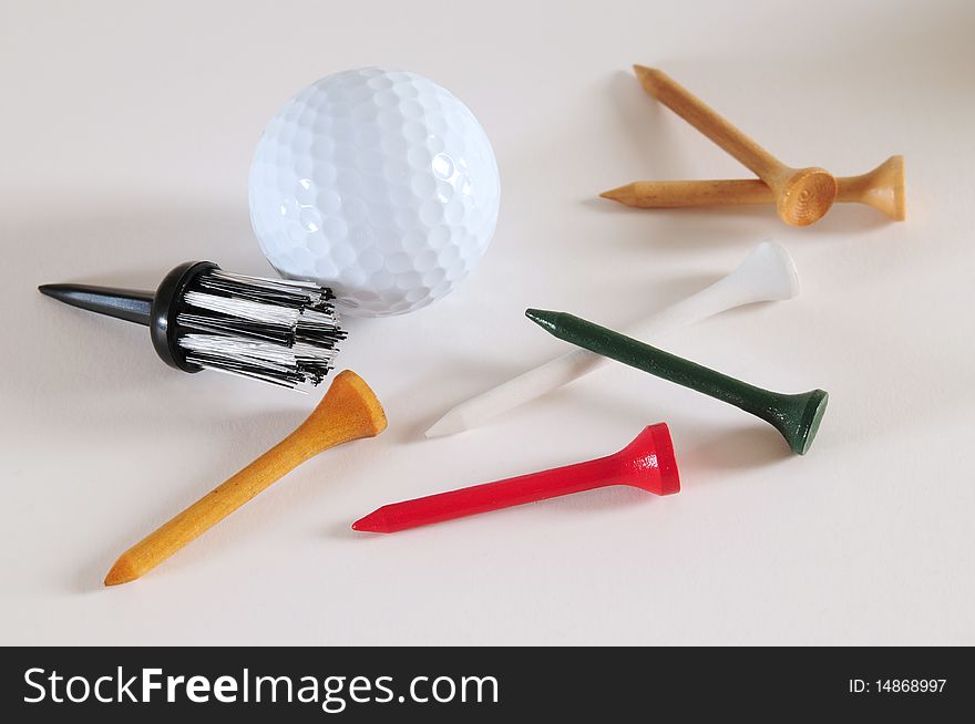 Golf objects, tees and ball. Golf objects, tees and ball.