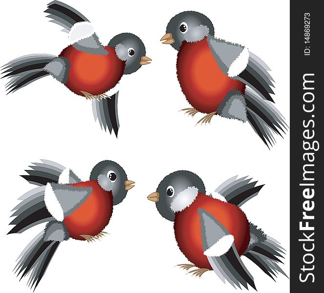 Set icons with bullfinches, vector. Set icons with bullfinches, vector
