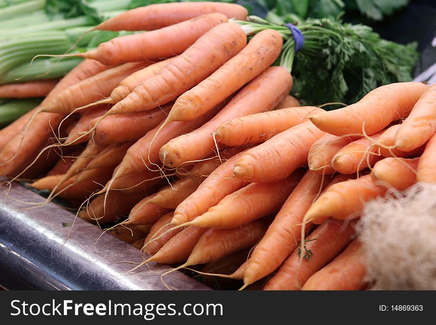 Fresh carrots at the market