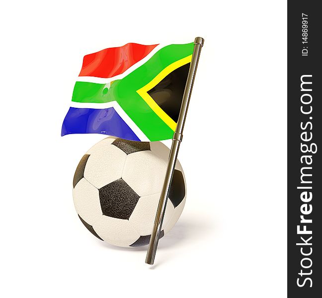 Africa flag with football ball on white isolated