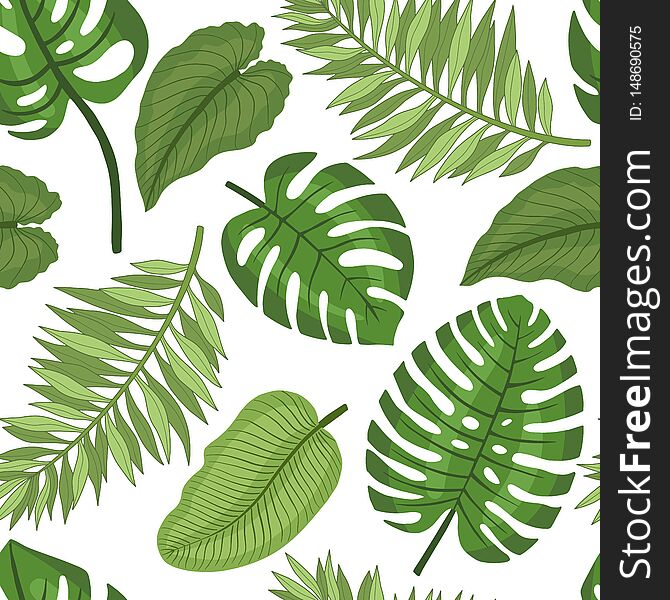 Seamless pattern from tropical leaves