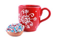 Red Cup With Donut Stock Image