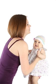 Childhood. Cute Baby 8 Month With Mother. 8 Months Stock Images