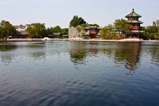 Chinese Tower And Lake Royalty Free Stock Photo Chinese Tower And Lake Royalty Free Stock Photo