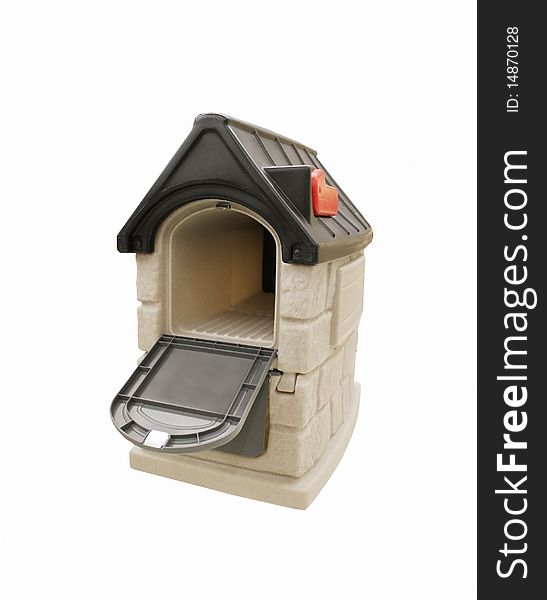 Plastic mailbox with open door