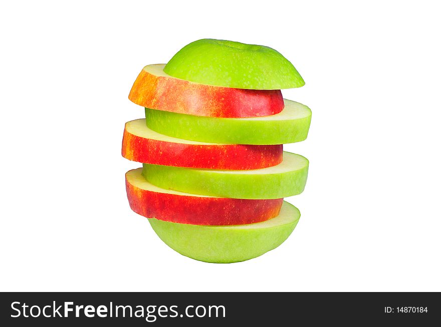 Green and red apples