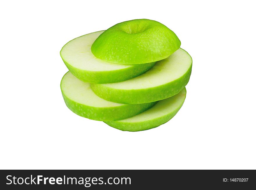 Isolated fresh cut green apple