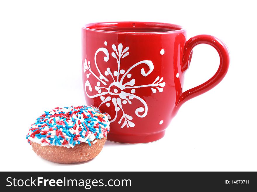 Red cup with donut