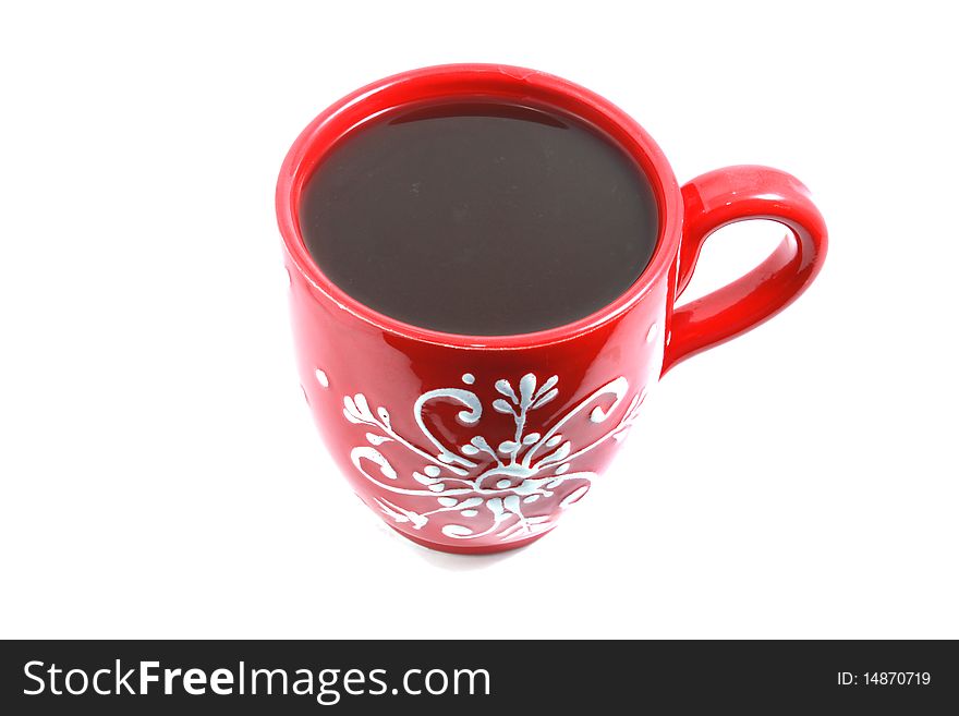 Red coffee cup isolated on white. Red coffee cup isolated on white