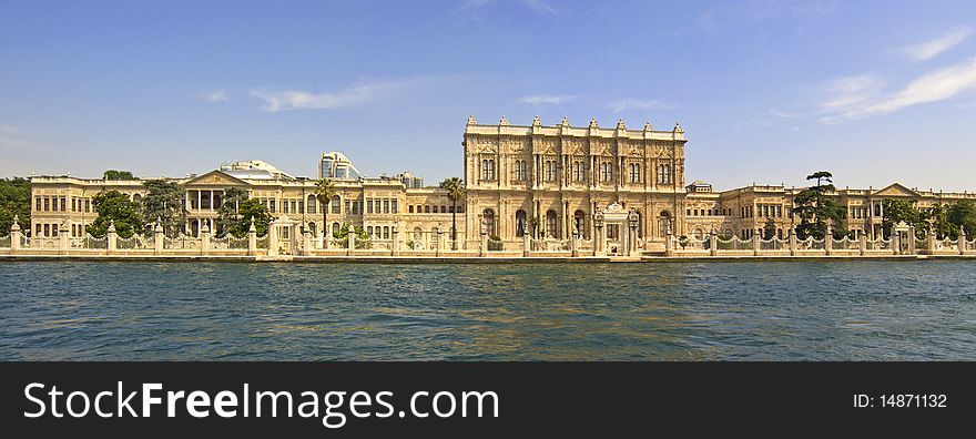 Large palace in Istanbul, Turkey on the edge of the Bosphorus river. Large palace in Istanbul, Turkey on the edge of the Bosphorus river
