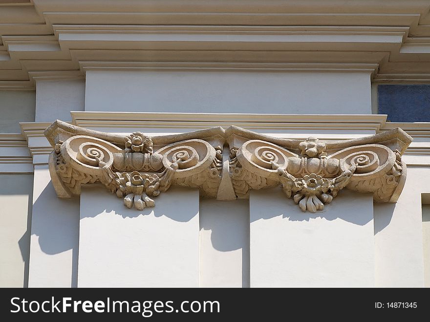 Classical Architectural Column in old building. Cracow, Poland