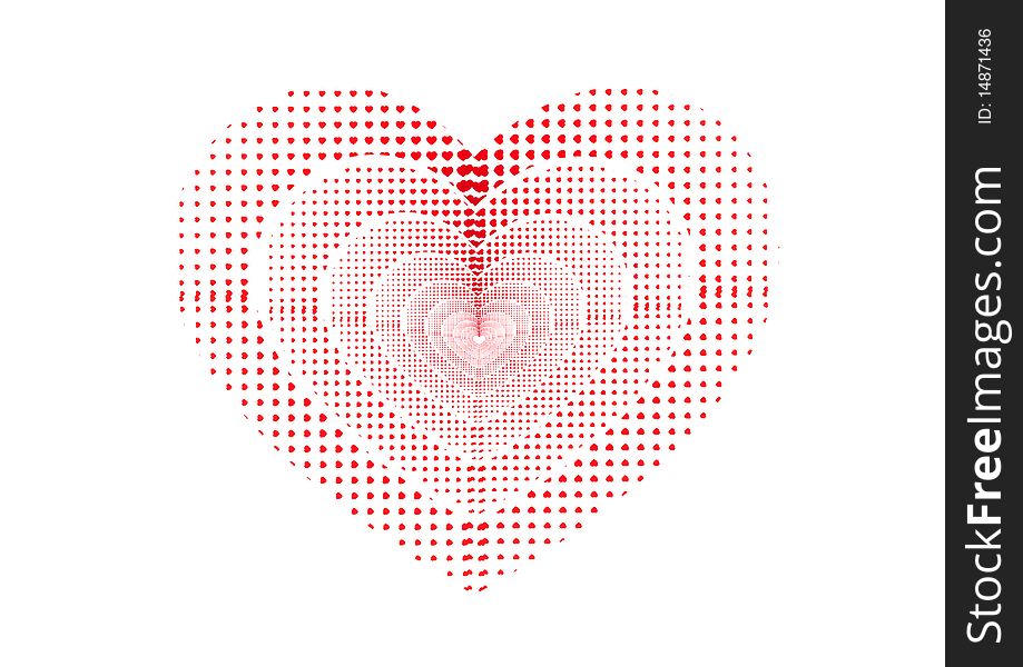 Red heart is isolated on a white background