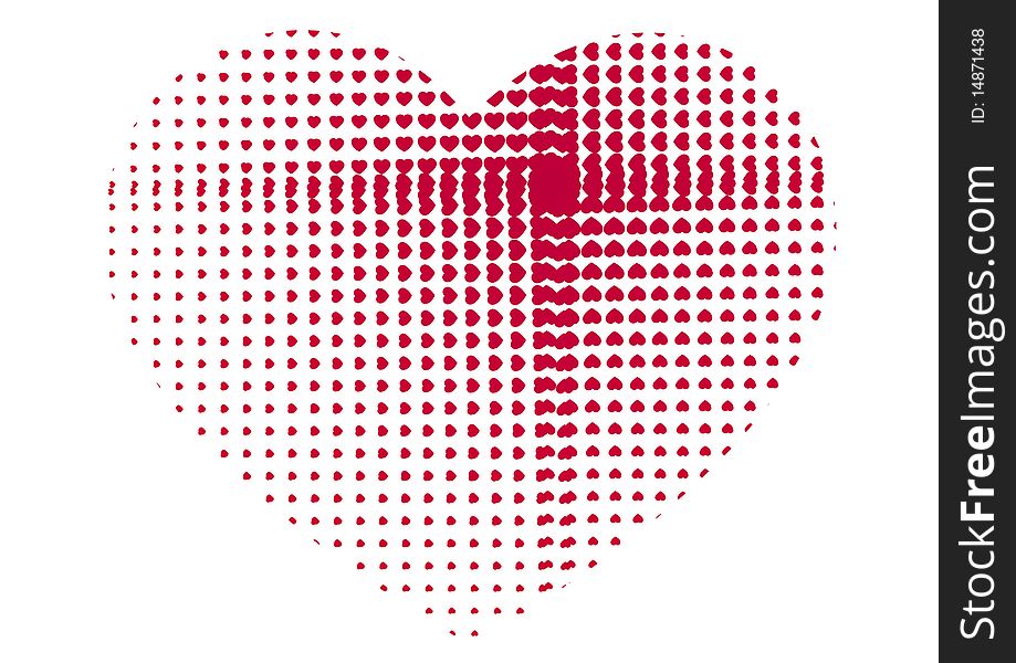 Red heart is isolated on a white background